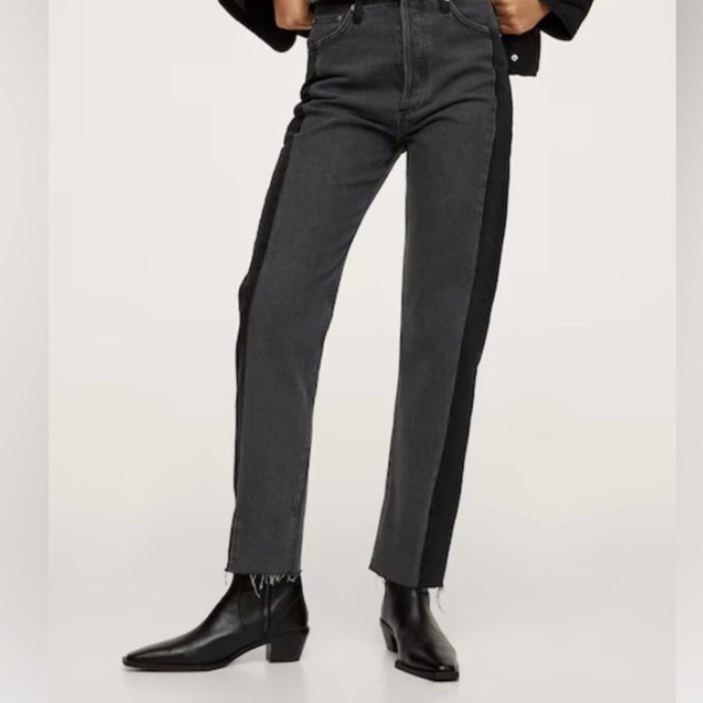 Mango Black and Gray High-Waist Jeans